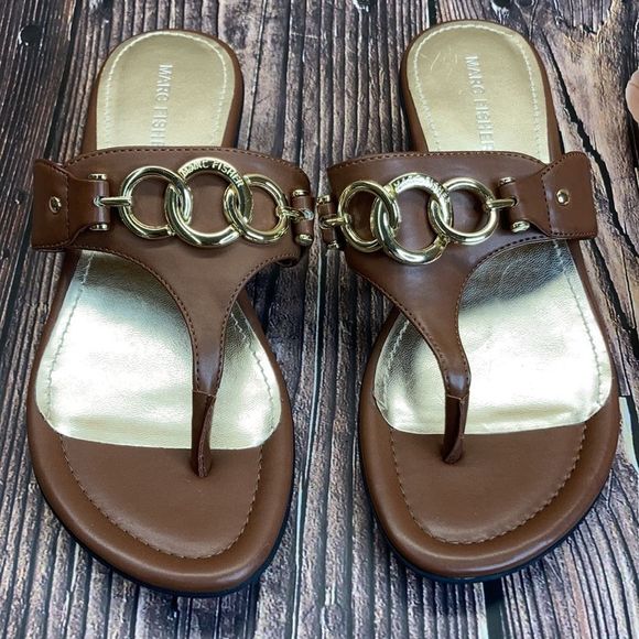 Marc Fisher Brown Manmade Sandals 8M - Picture 2 of 8